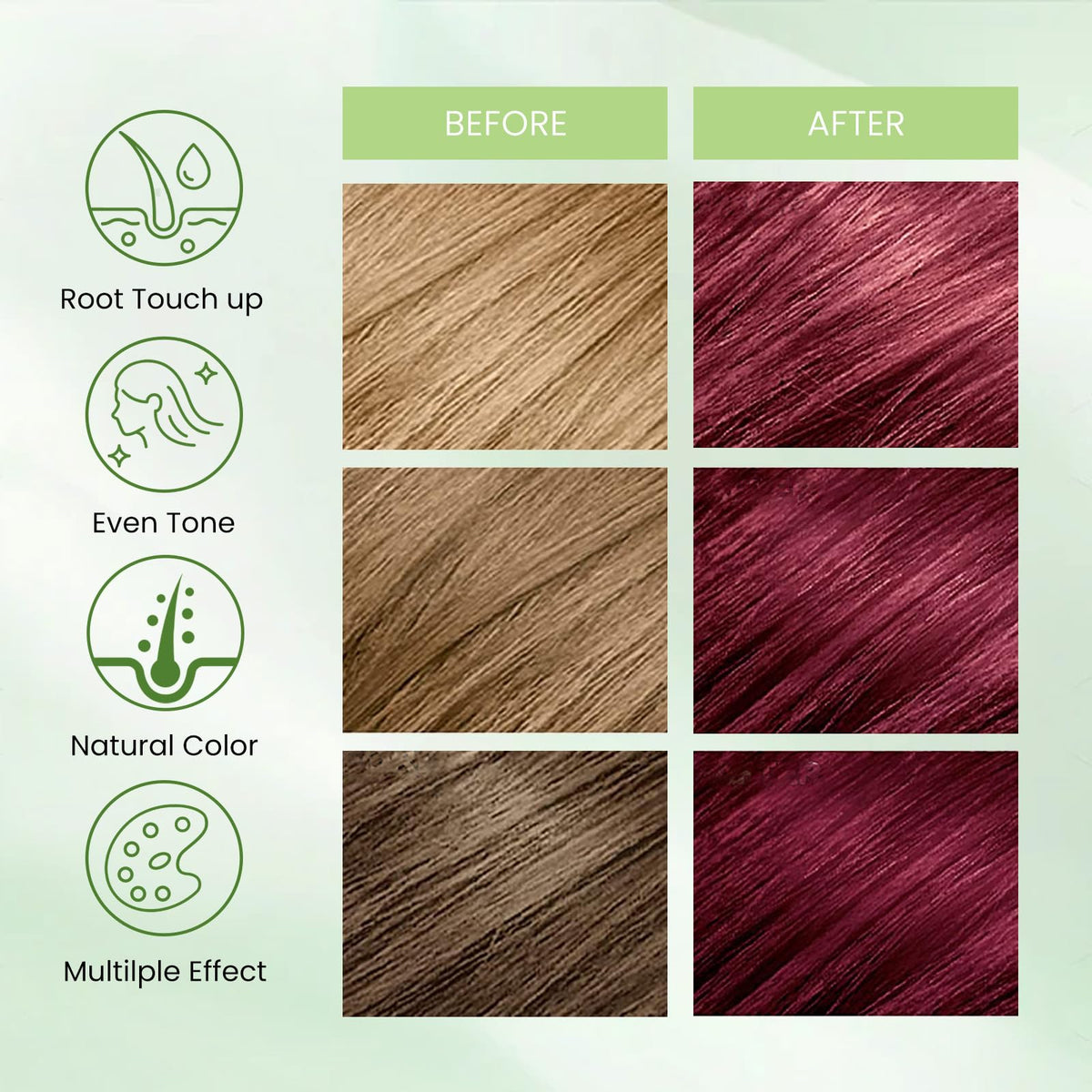 Fedulili Hair Dye Shampoo root touch-up demonstrates quick gray coverage options.