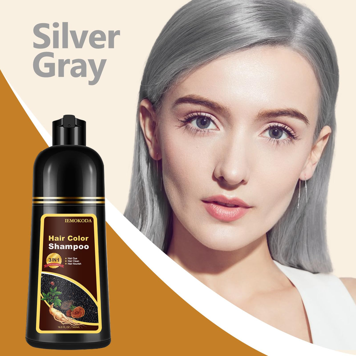 Fedulili Silver Gray Hair Dye Shampoo lather demonstrates color on dry hair.