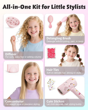 FeeKaa 100 million ionic output smooths frizz and adds shine to kids' hair