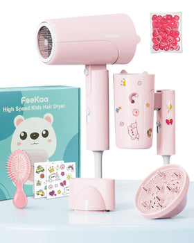 FeeKaa foldable high-speed kids hair dryer for fast, gentle drying anywhere