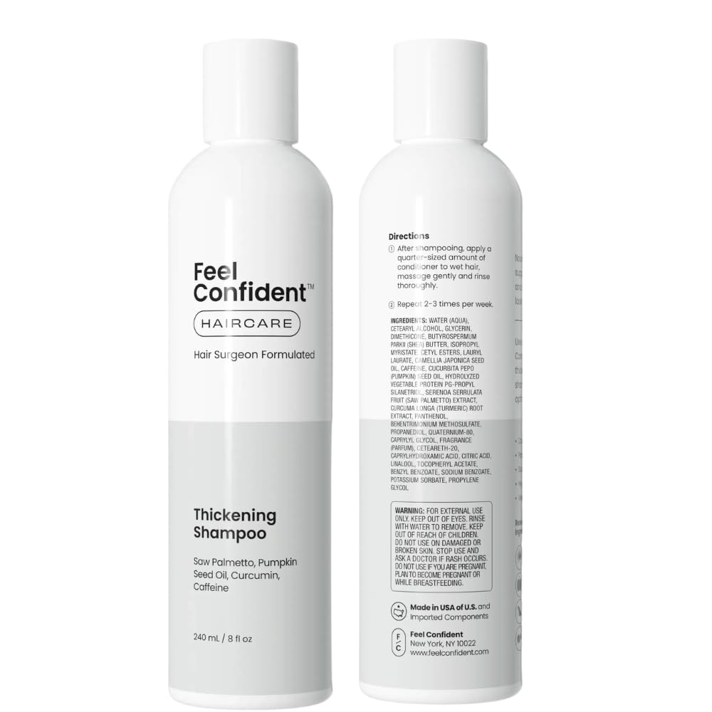 Feel Confident Thickening Shampoo hair-application shot with scalp-ready lather.