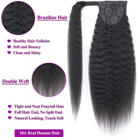 Feelgrace Remy hair ponytail clip-in drawstring for quick, secure styling.