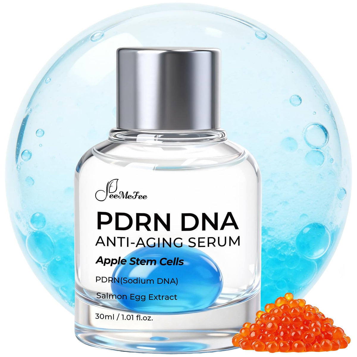 FeeMeFee Salmon PDRN serum bottle showing premium packaging for precise application
