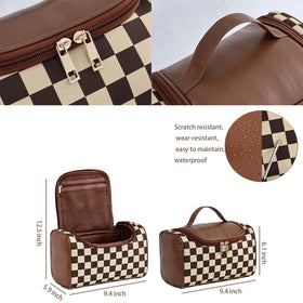 FEEZUSH makeup bag side view emphasizes compact, lightweight portability for on-the-go use