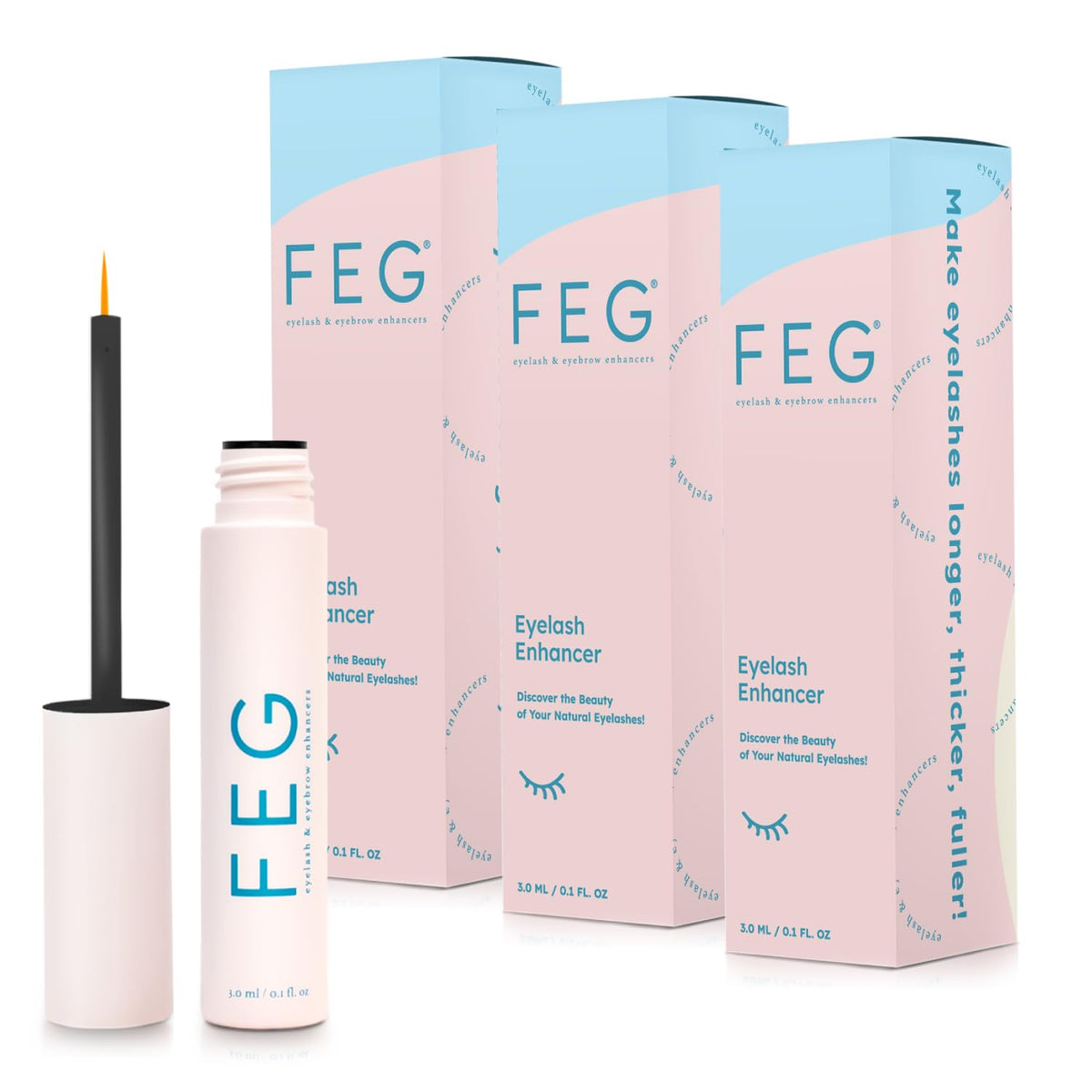 FEG Eyelash Enhancer bottle on white background for healthier-looking lashes