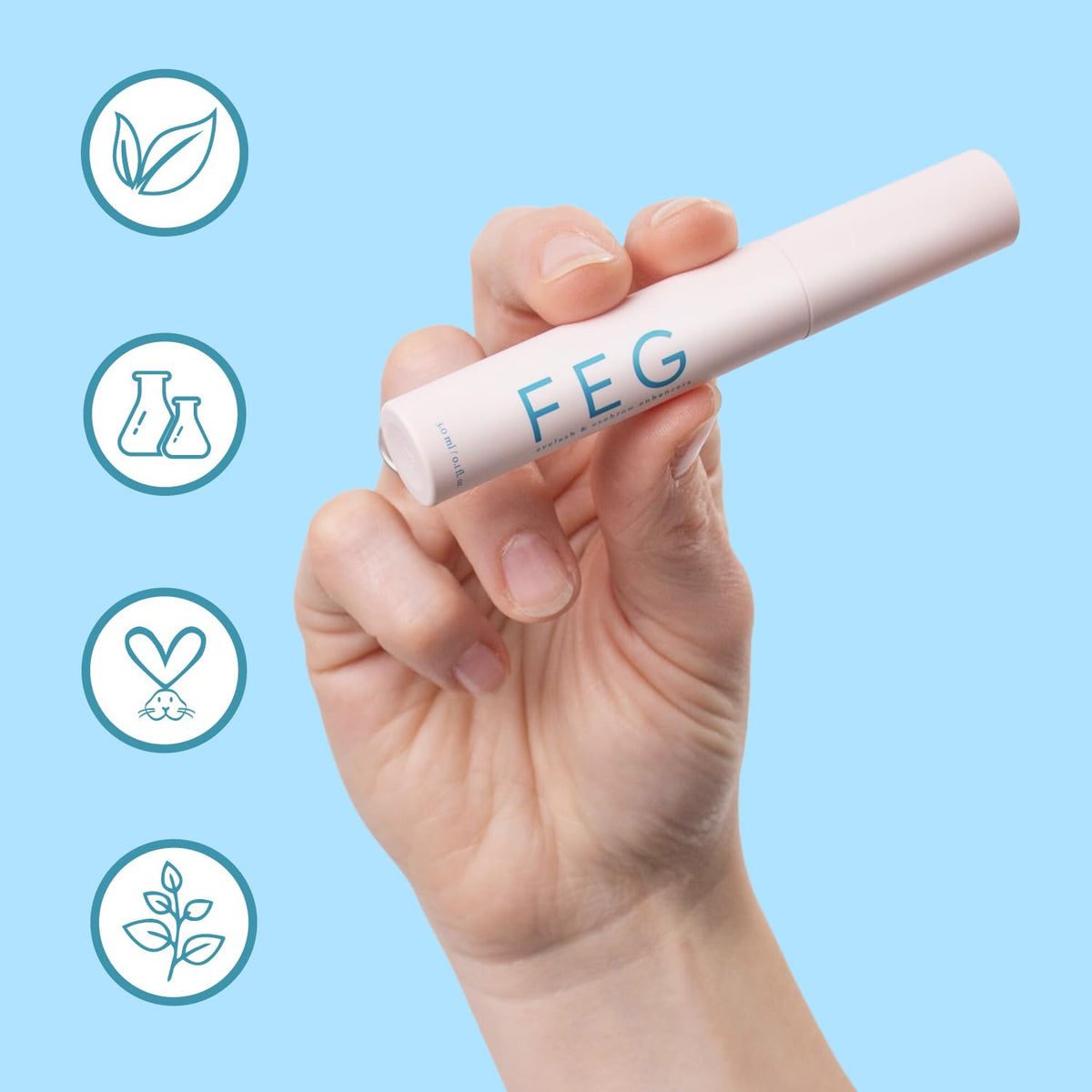 FEG serum dispense demonstrates controlled delivery for targeted lash care.