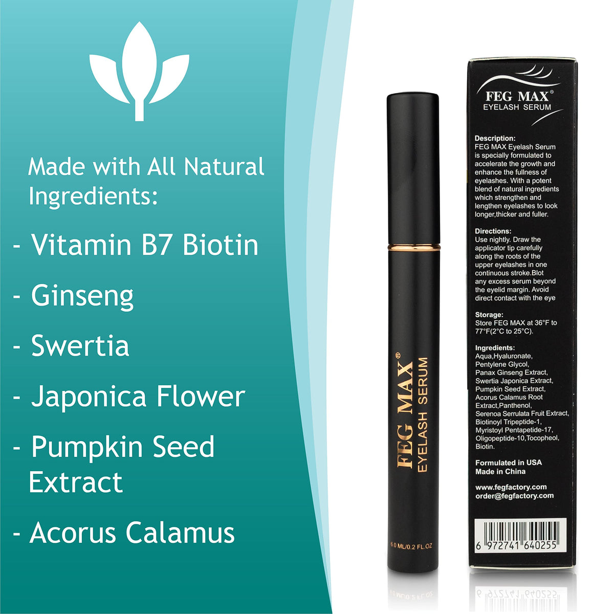 FEG Max Eyelash Serum on vanity supports easy daily care.
