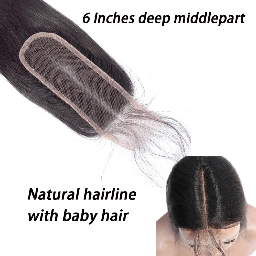 FEHOKA virgin human hair closure with bleached knots for scalp realism