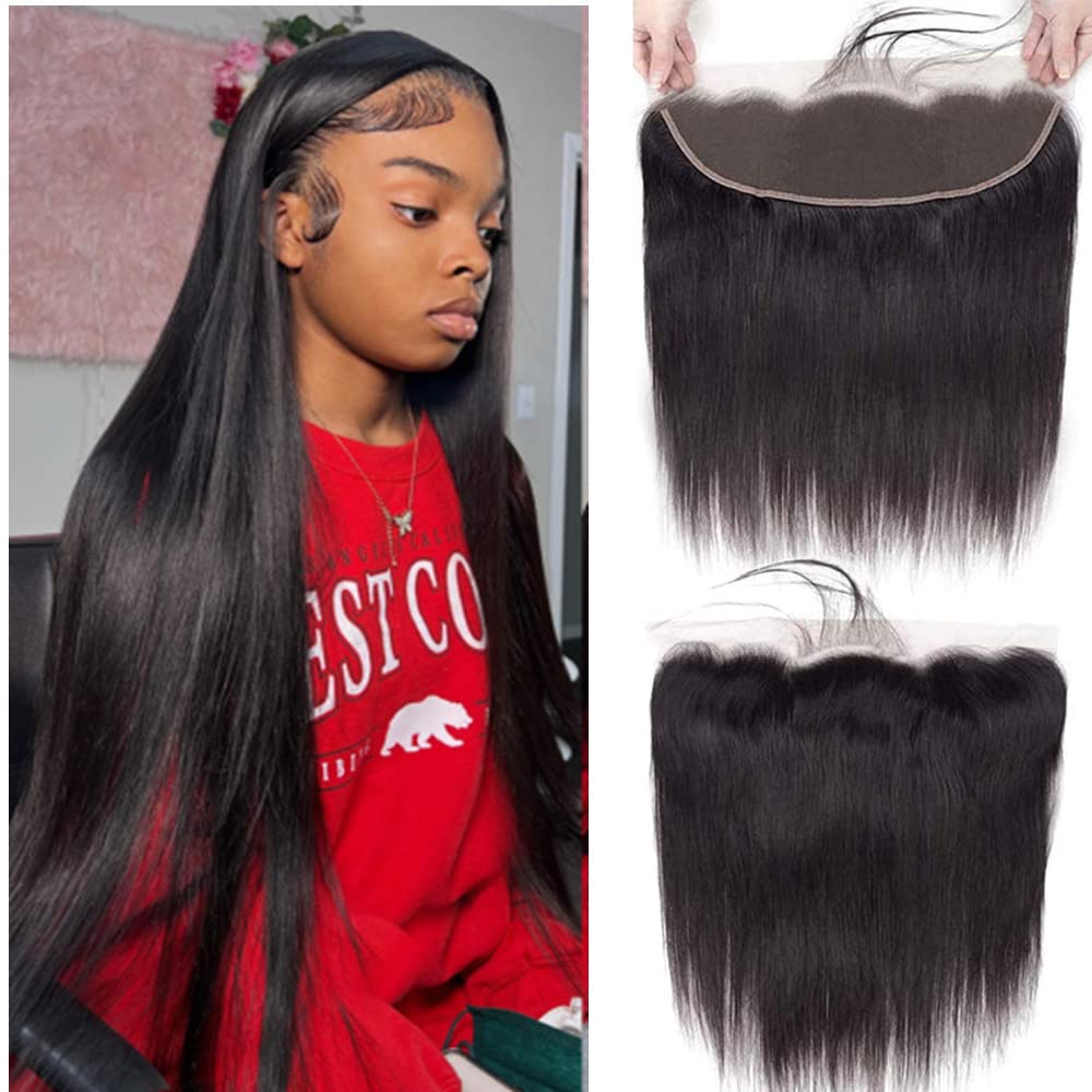 Feibin 13x4 lace frontal closure, 8-inch front view with natural hairline.