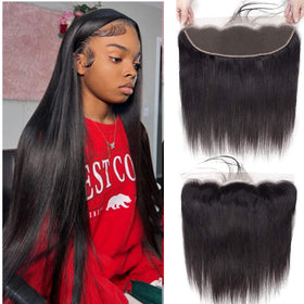 Feibin 13x4 lace frontal closure, 8-inch front view with natural hairline.