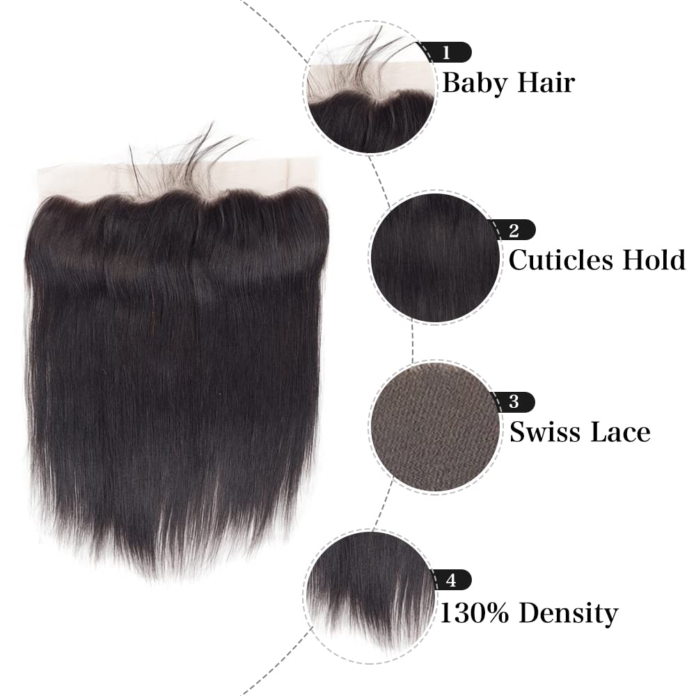 Feibin Brazilian virgin silky straight closure closeup shows smooth texture.