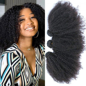 Feibin Mongolian Afro Kinky Bundles 14-inch close-up texture for natural volume.