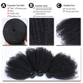 Feibin Mongolian Afro Kinky Bundles 16-inch close-up texture for bounce.