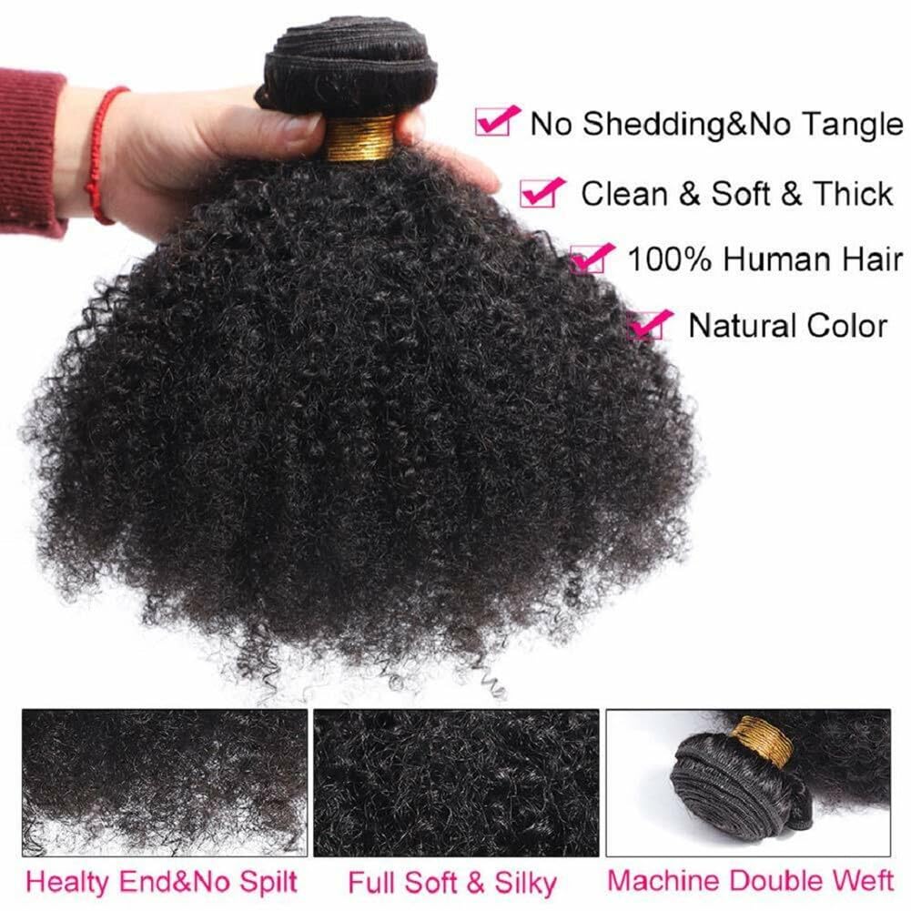 Feibin Mongolian Afro Kinky Bundles natural black color pack showcases authentic shade.