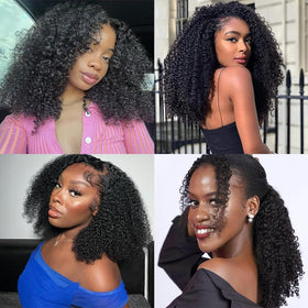 Feibin Mongolian Afro Kinky Bundles on-model styling idea for instant looks.