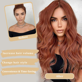 FEIVOSILAN Auburn wig ideal for daily wear, events, or travel.