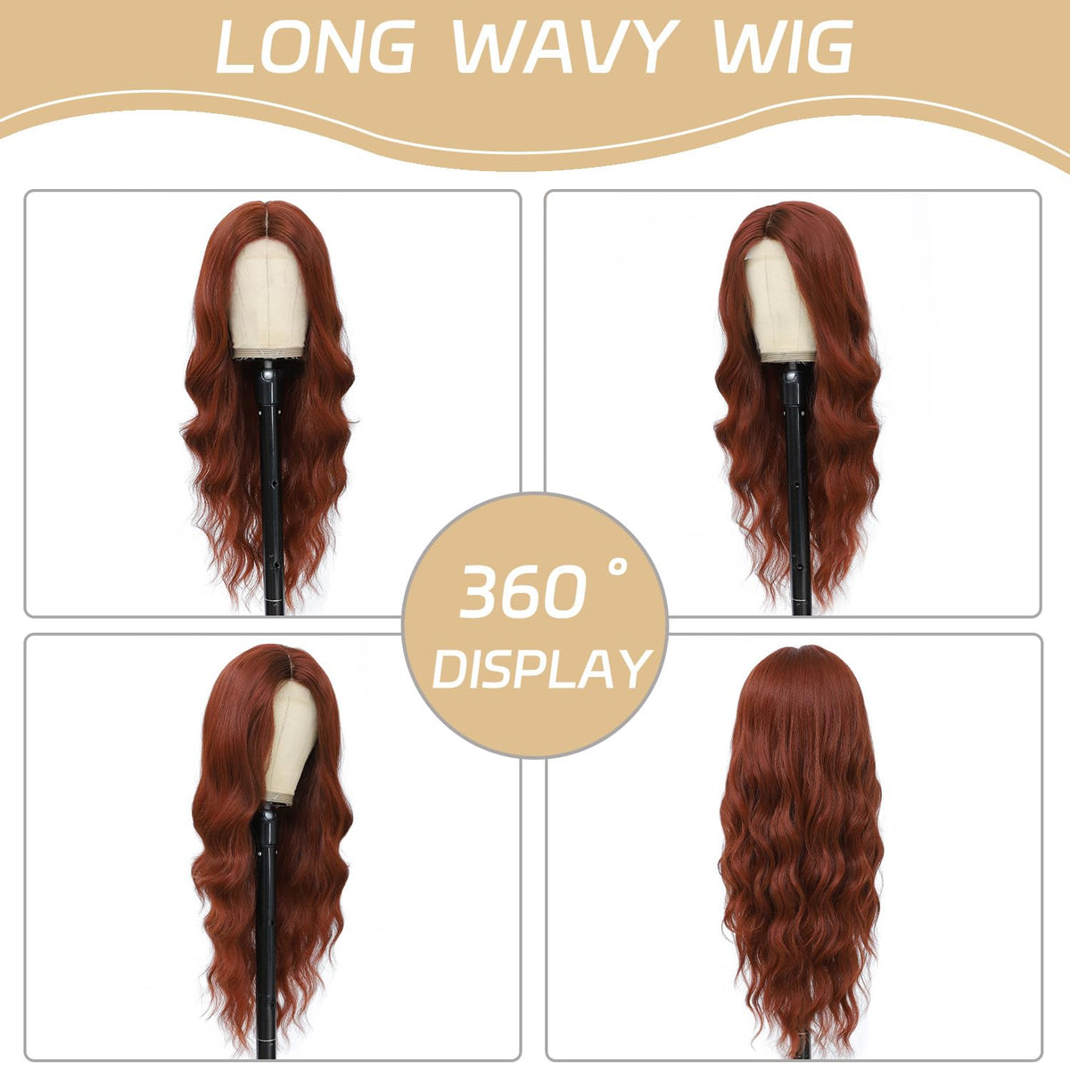 FEIVOSILAN Auburn wig with heat-resistant fibers for safe light heat styling.