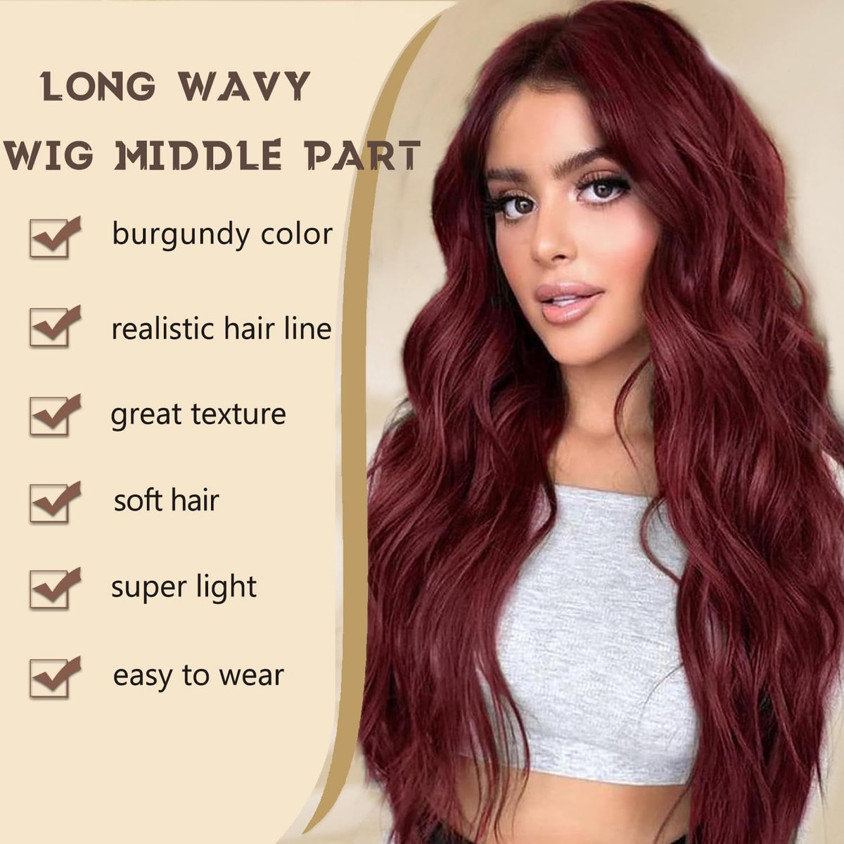 FEIVOSILAN red wavy synthetic fiber wig with heat resistance for versatile styling