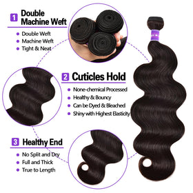 feiyunpanda 10A Brazilian body-wave bundles in 22 inch for fuller length and seamless blend