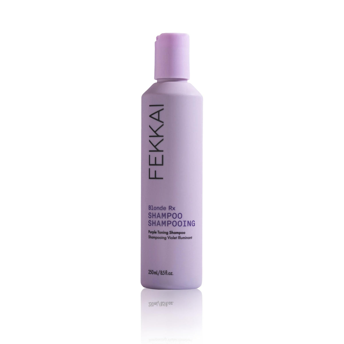 Fekkai Blonde Rx Purple Shampoo bottle showing violet pigments for brass neutralization