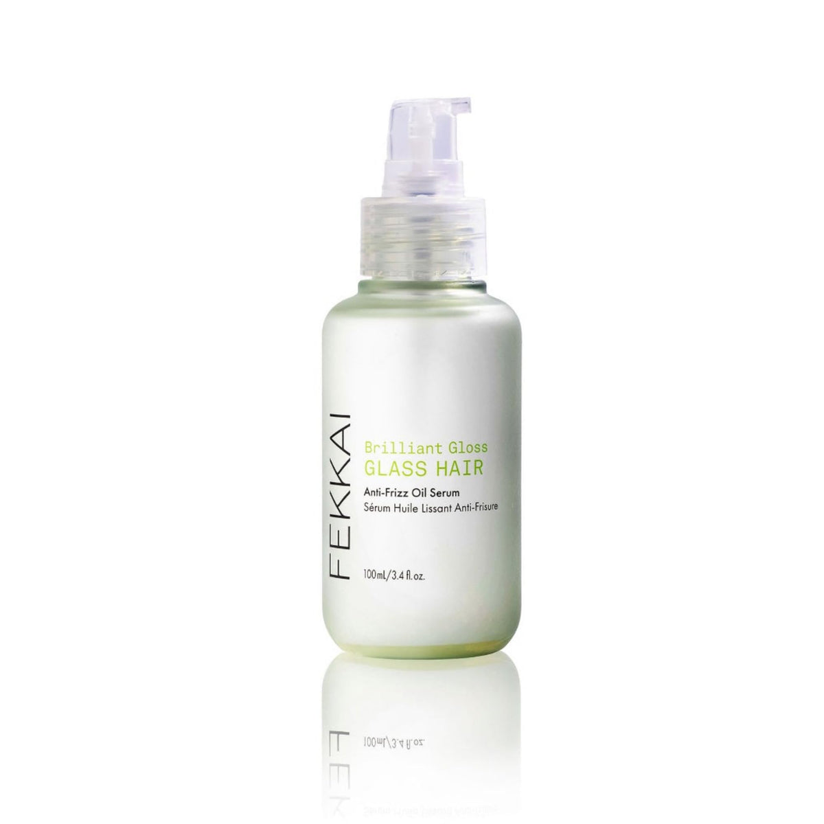 FEKKAI Brilliant Gloss Glass Hair Oil bottle highlights sleek shine.