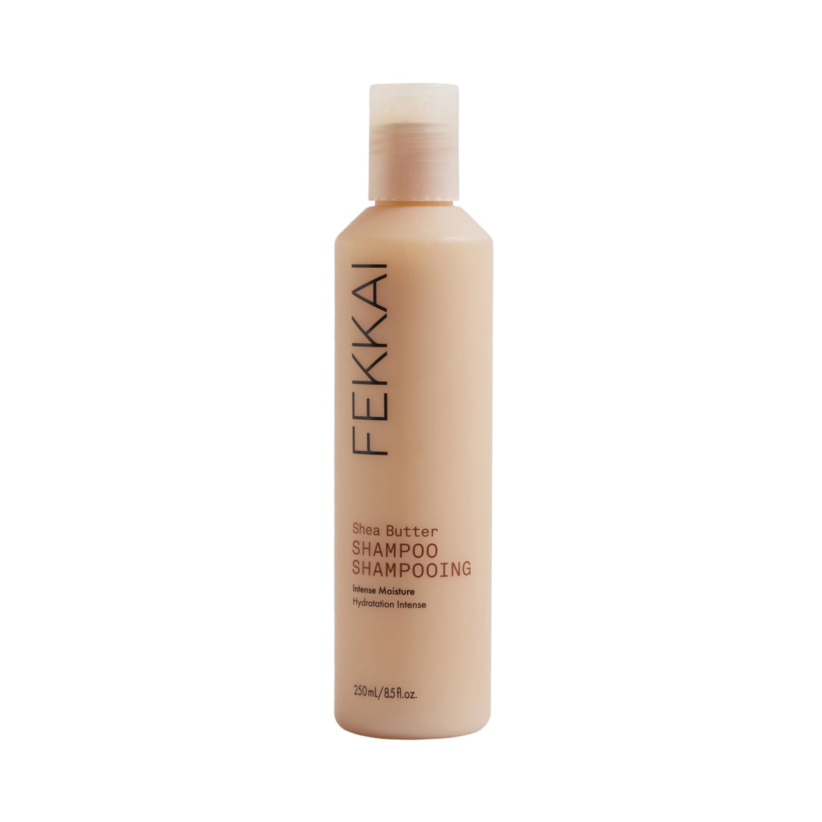 FEKKAI Shea Butter Shampoo bottle front view showing moisture-rich formula for smooth hair.