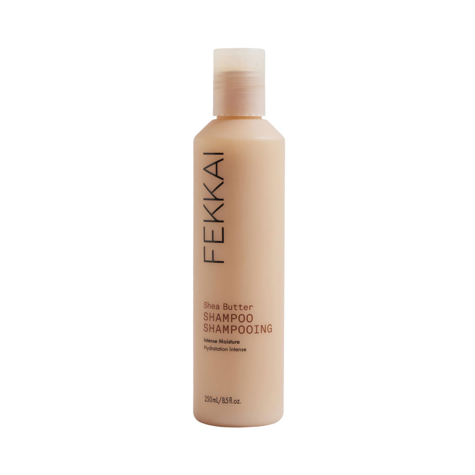 FEKKAI Shea Butter Shampoo bottle front view showing moisture-rich formula for smooth hair.