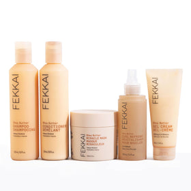 Close-up of hair texture after using FEKKAI Shea Butter Shampoo shows improved softness.