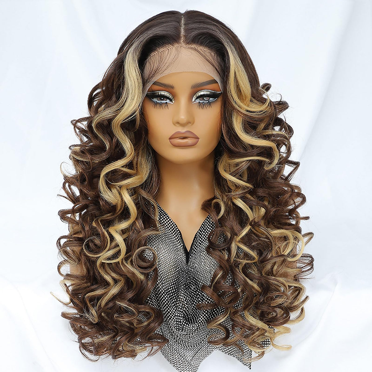 Felek honey blonde wig long loose waves with lace front for natural looks.
