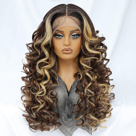 Felek honey blonde wig long loose waves with lace front for natural looks.
