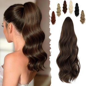 FELENDY 16-inch long curly wavy pony tail clip-in adds instant volume and natural movement.