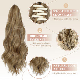 FELENDY 16-inch curly-wavy texture blends naturally with hair.