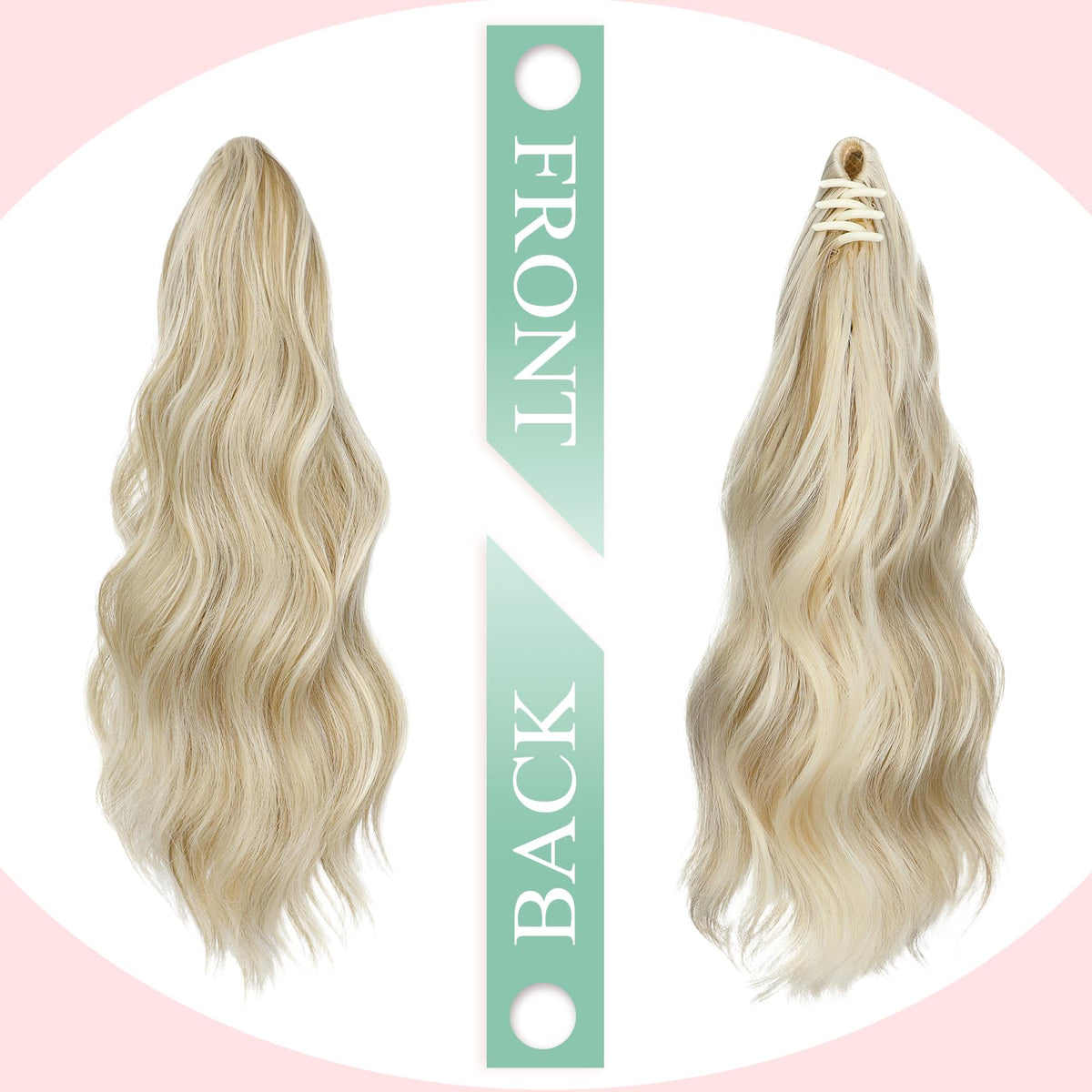 FELENDY bleach blonde synthetic ponytail hair for lightweight styling.