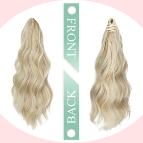 FELENDY bleach blonde synthetic ponytail hair for lightweight styling.