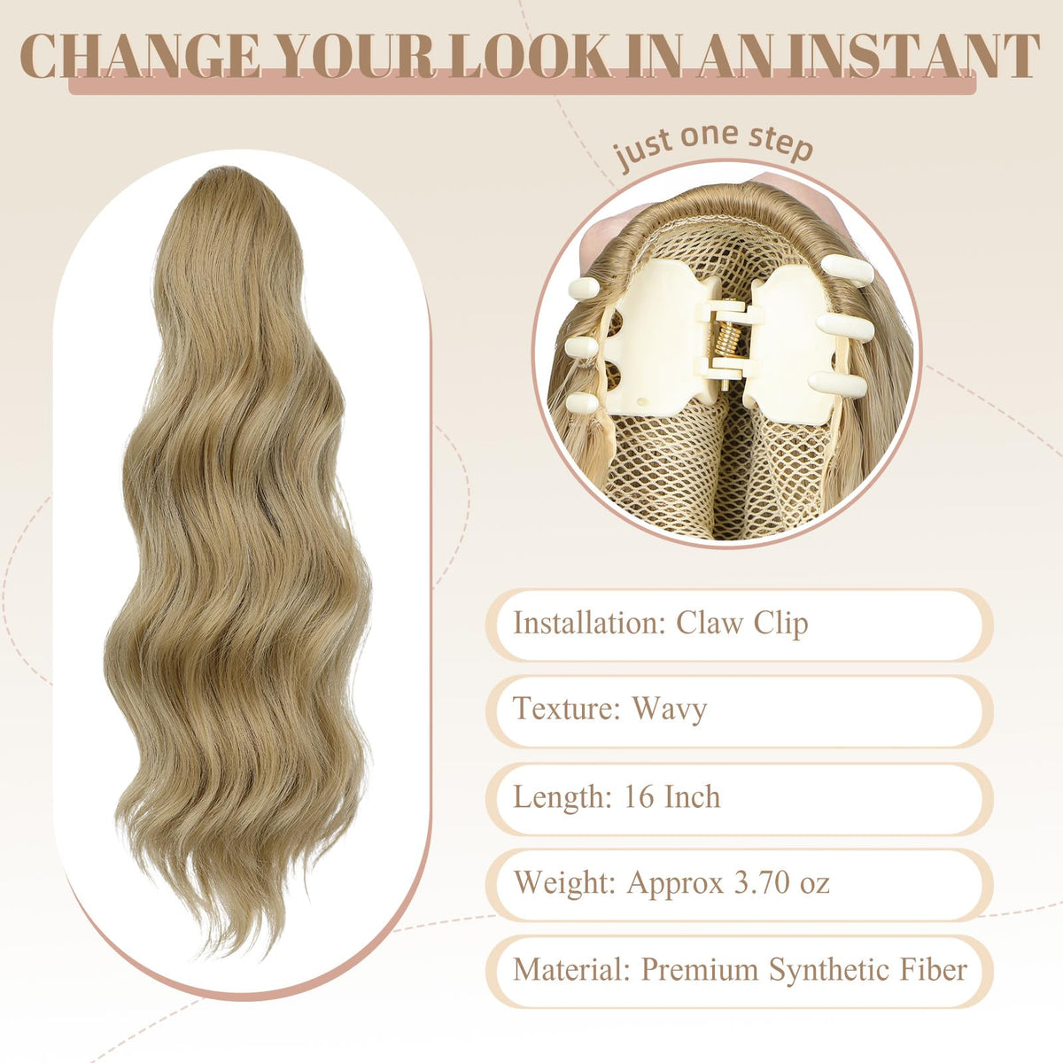 FELENDY lightweight ponytail extension at 3.8 oz for comfortable all-day wear
