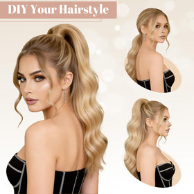FELENDY medium brown pony tail blends with neutral hair shades.