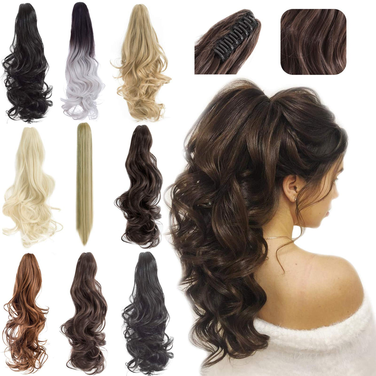 FELENDY ponytail extension 18-inch curly shows instant volume for everyday looks.