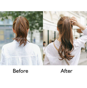Model wearing FELENDY ponytail for glamorous, effortless styling.
