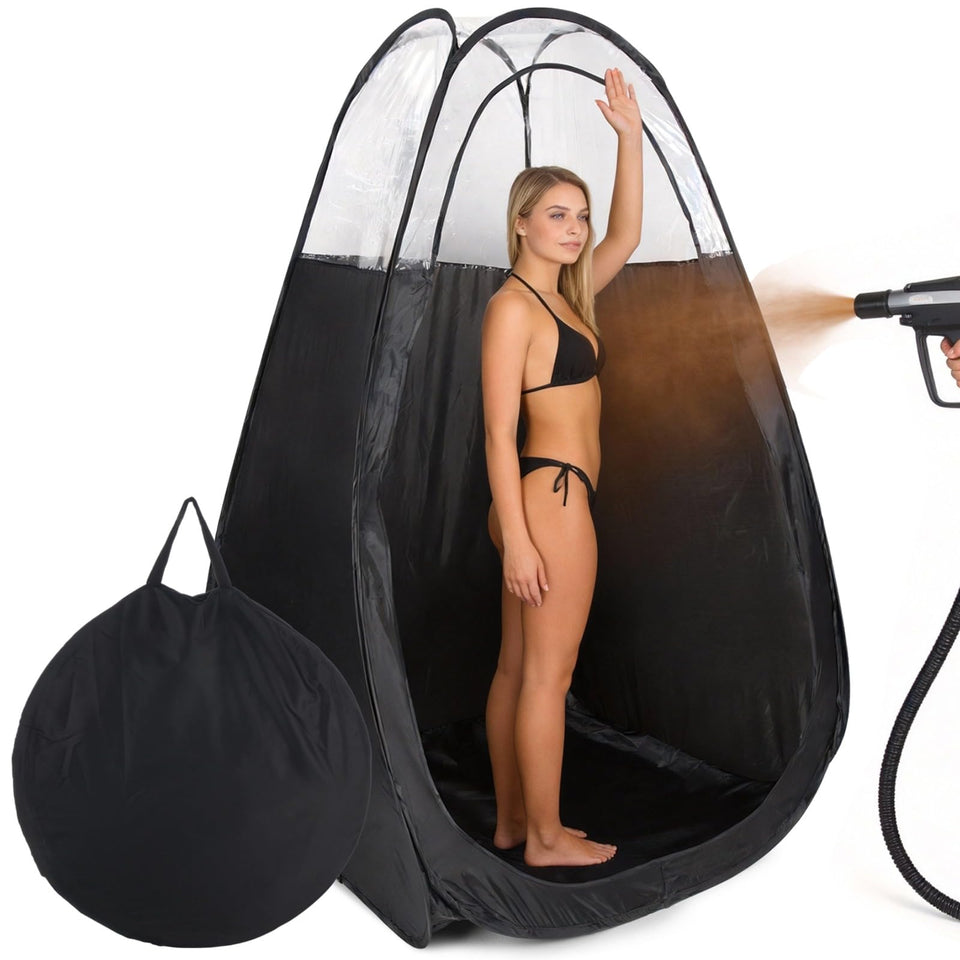 FELISTORY large spray tan tent front view showing private, contained tanning space