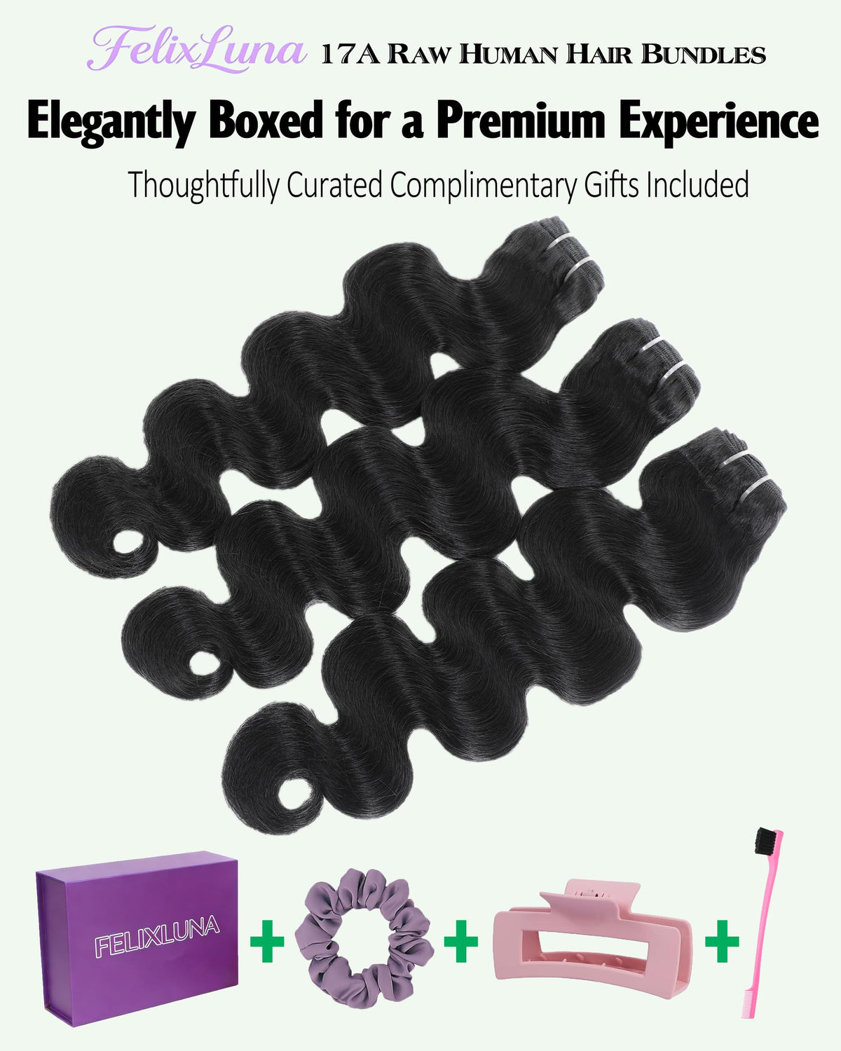 FelixLuna true-length bundles deliver full density and natural bounce.