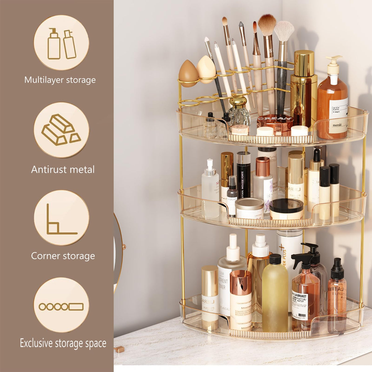 FELIZHOUSE countertop-makeup-storage keeps cosmetics organized on any vanity