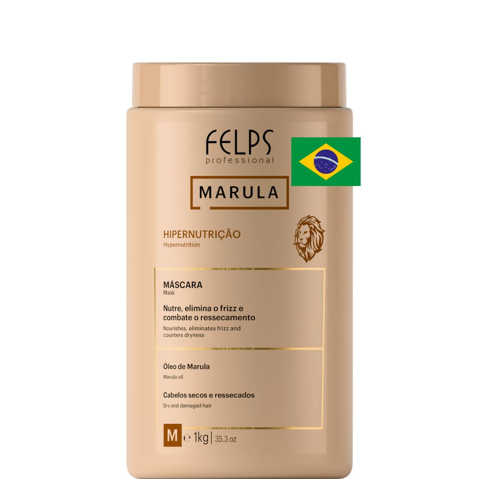 Felps Professional Marula Hyper-Nourishing Mask bottle with sleek packaging for salon-grade hydration