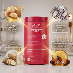 Felps Xmix SOS Extreme Repair Mask label detail signaling Brazilian formula for repair.