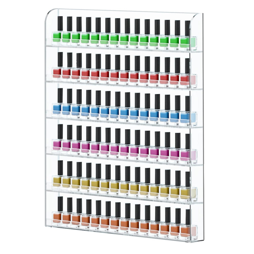 FEMELI 2-pack nail polish wall rack with six rows for easy color display