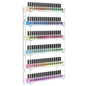 FEMELI 21x21 inch nail polish rack front view in clear acrylic for easy selection
