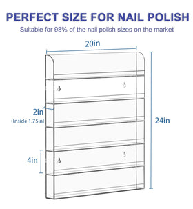 FEMELI clear acrylic nail polish shelf showing transparent organization