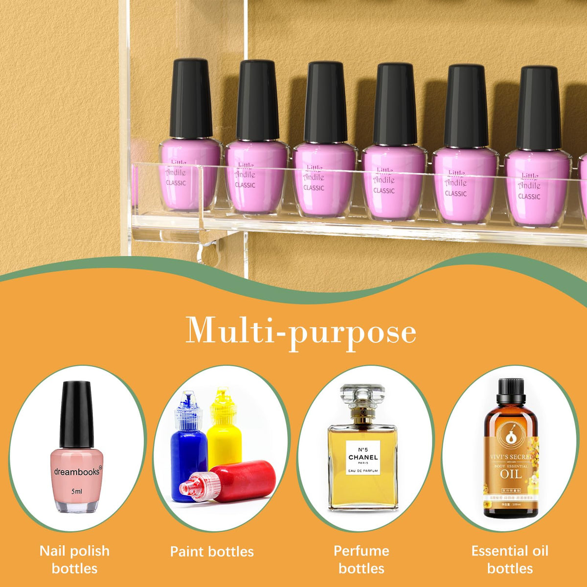 FEMELI rack in salon and home use keeps cosmetics organized and visible