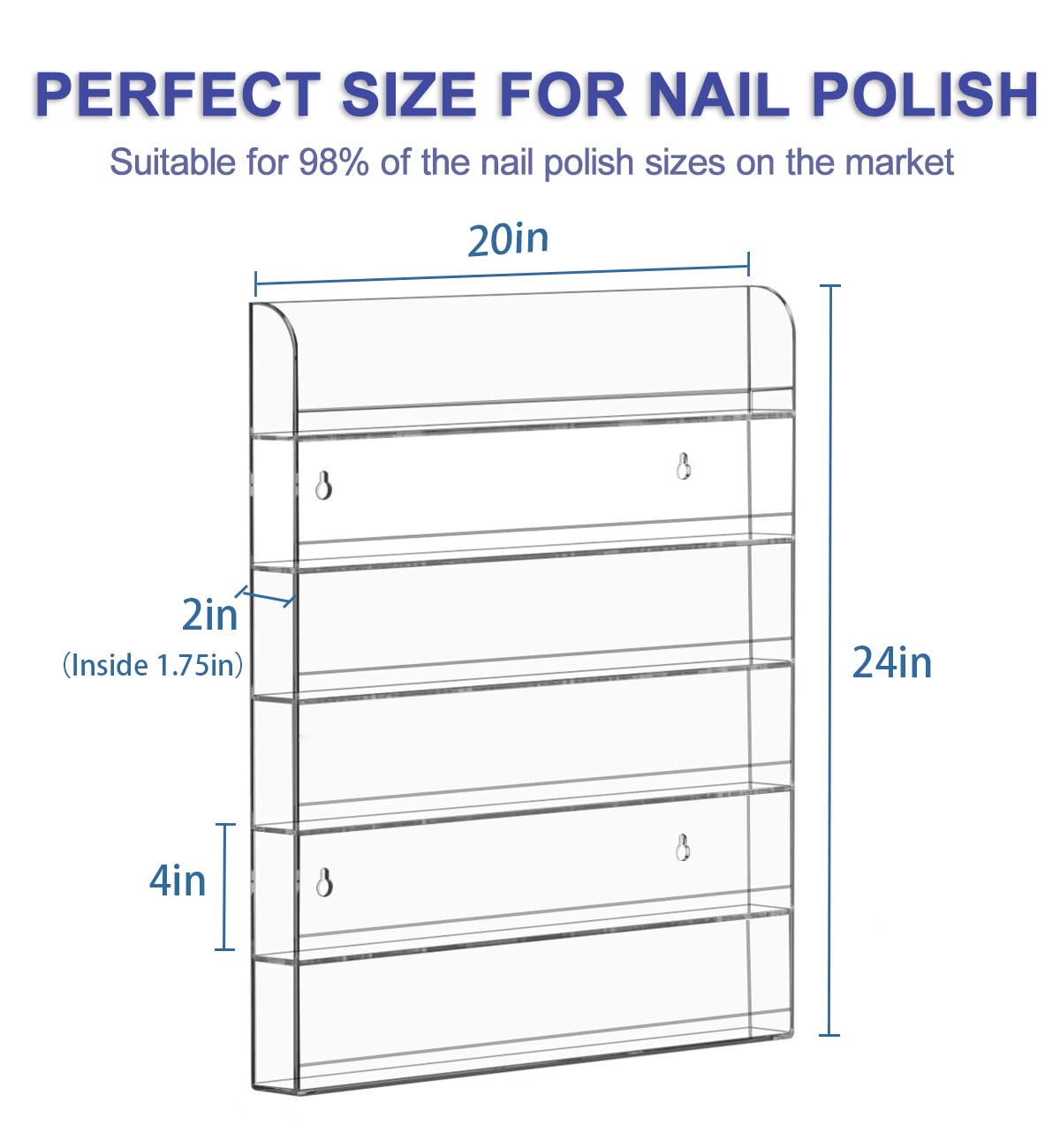 FEMELI 6-row display close-up of clear acrylic slots for easy color choice.