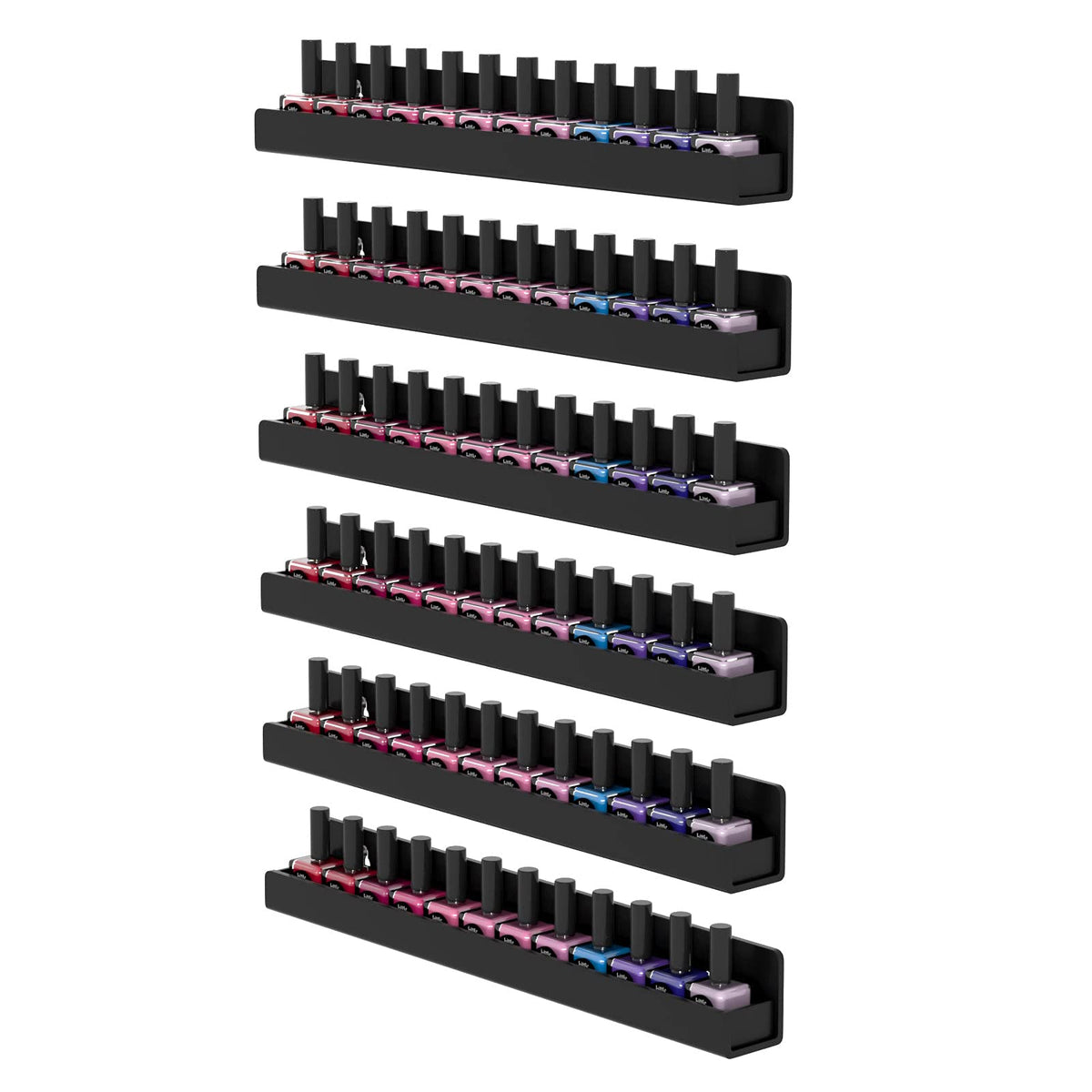 FEMELI nail polish wall rack with six shelves for organized color collection