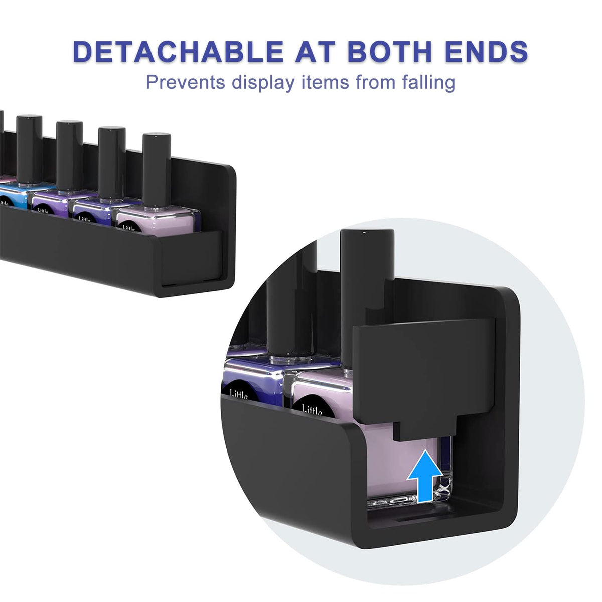 FEMELI nail polish wall rack side view showing slim profile